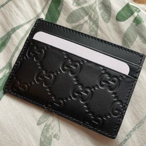 Gucci Black Signature Leather Card Holder